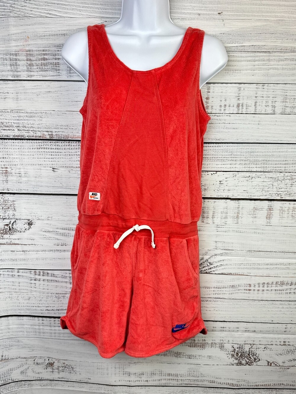 Nike Heritage Girls Sz XL Romper Terry Cloth Orange Red